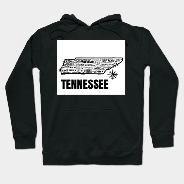 Tennessee Map Hoodie by fiberandgloss